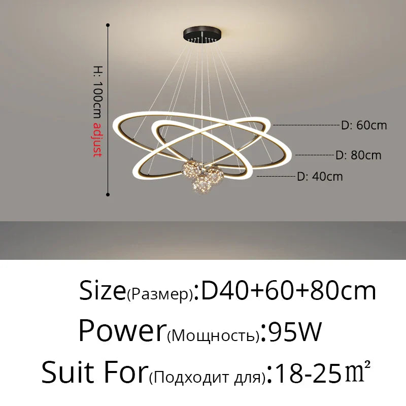 DecorBites™ Circle Ring Pendant Chandelier for Living Room Bedroom Restaurant Ceiling Lighting