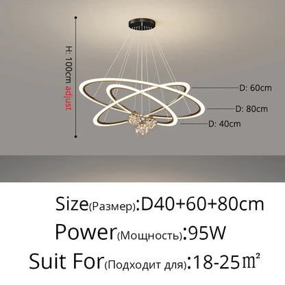 DecorBites™ Circle Ring Pendant Light Chandelier Modern Living Room Bedroom Lamps Ceiling Luminaire