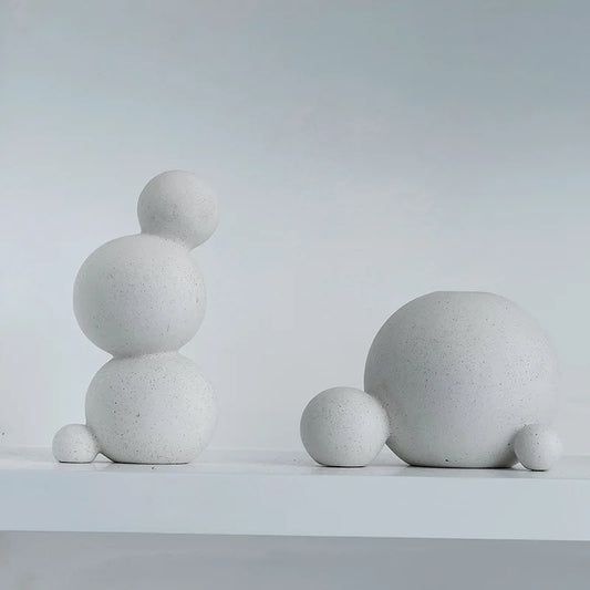 ديكوربايتس™ منحوتة سيراميكية هندسية يدوية: زينة سطح مكتب دائرية تجريدية لديكور المنزل