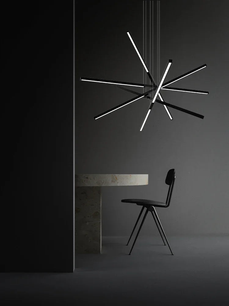 DecorBites™ Black Nordic Minimalist Chandelier for Living Room, Staircase, and Restaurant Lighting