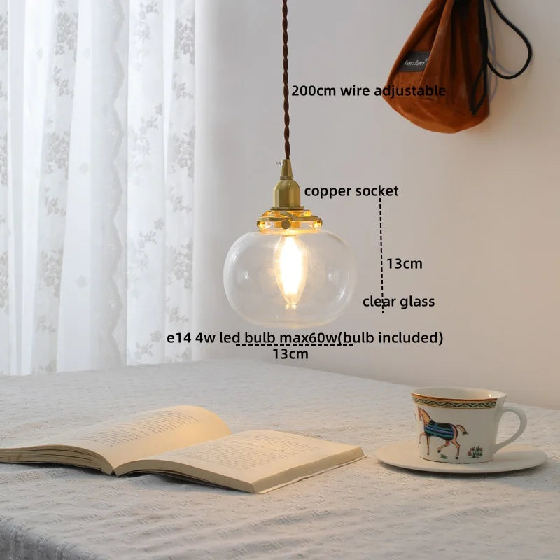 DecorBites™ Clear Glass LED Copper Chandelier Pendant Light for Modern Home Decor.