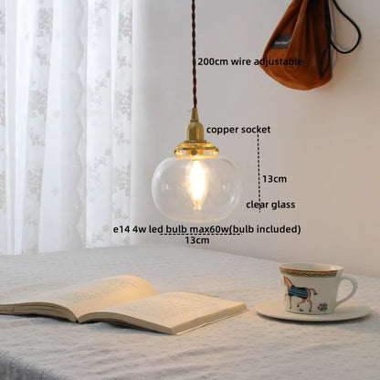 DecorBites™ Clear Glass LED Copper Chandelier Pendant Light for Modern Home Decor.