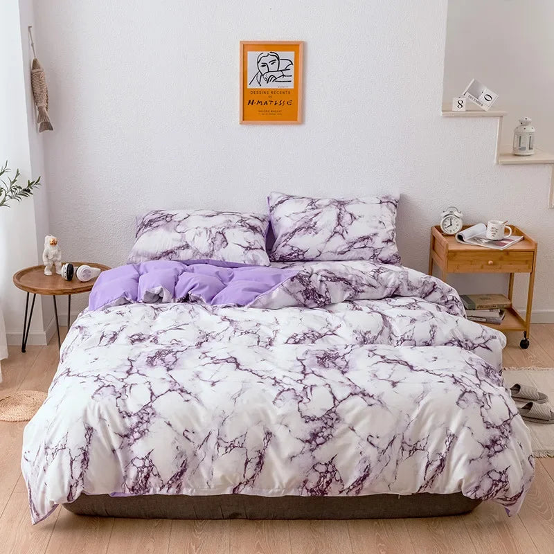 Decobites Marble Print Duvet Cover Set - Soft Comfortable Bedding Set