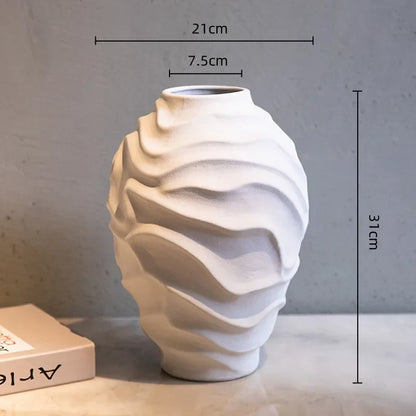 مزهرية خزفية حلزونية هندسية من DecorBites™، أصيص زهور، طبق فاكهة، إكسسوارات ديكور منزلي