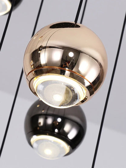 Lámpara colgante DecorBites™ Crystal Ball para sala de estar moderna, elegante diseño en negro y dorado
