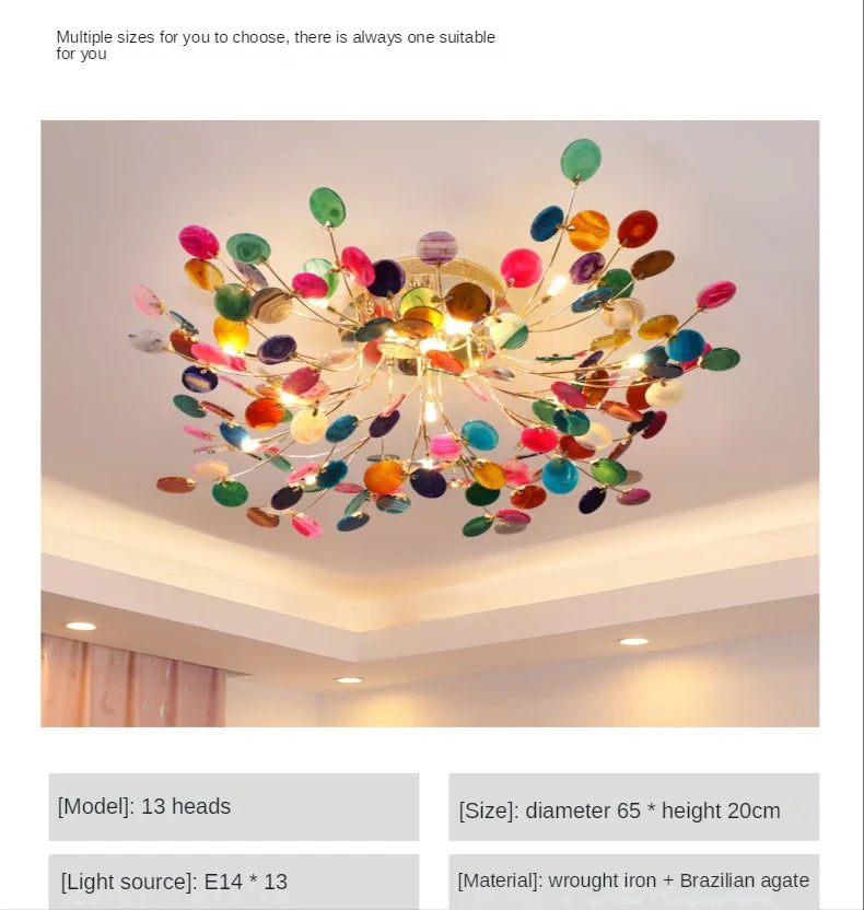 DecorBites™ Leaf Agate Ceiling Lamp: Modern Nordic Jade Design for Living Room, Restaurant, Bedroom