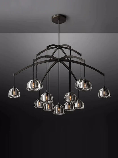 DecorBites™ Black Brass American Series Crystal Copper LED Chandelier for Dinning Room