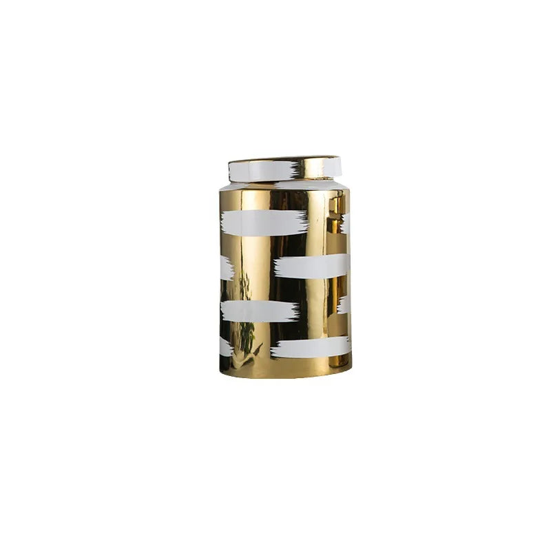 DecorBites™ Golden Ceramic General's Jar for Home Decor & Storage