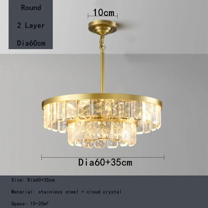 DecorBites™ Cloud Mist Crystal Chandelier for Home Hotel Stainless Steel Pendant Lamp