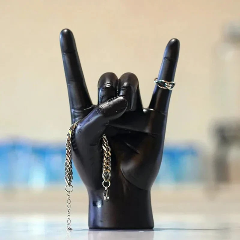DecorBites™ Gold Rock Hand Gesture Sculpture Figurine for Chic Home Decor