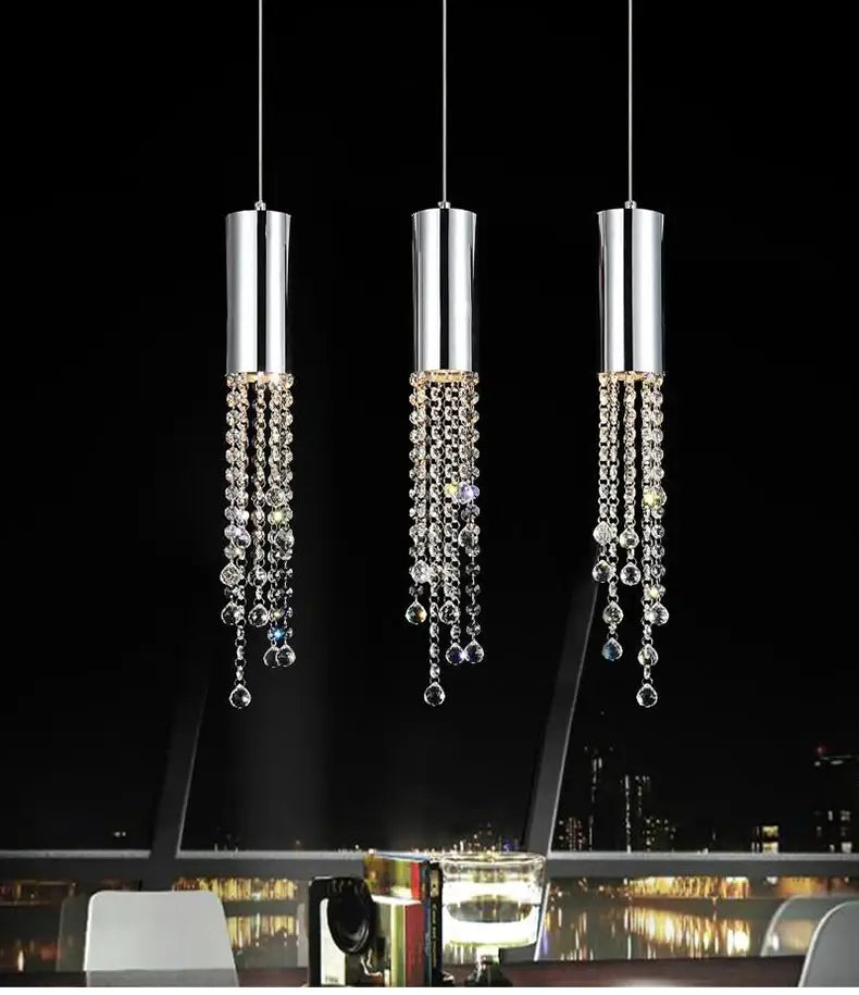 DecorBites™ Luxury Chrome Crystal LED Chandelier for Staircase