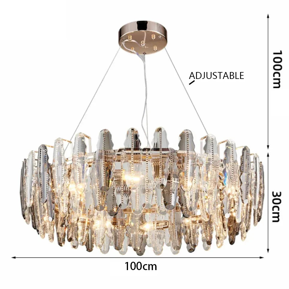 DecorBites™ LED Leaf Chandelier: Modern Living Room Decor Lighting for Duplex Rotating Stairs