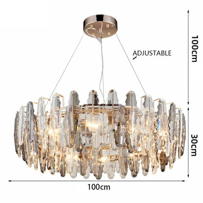 DecorBites™ LED Leaf Chandelier: Modern Living Room Decor Lighting for Duplex Rotating Stairs