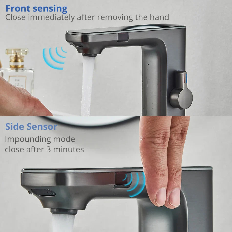DecorBites™ LCD Sensor Basin Faucet Hot Cold Water Mixer Tap Touchless Vanity Faucet