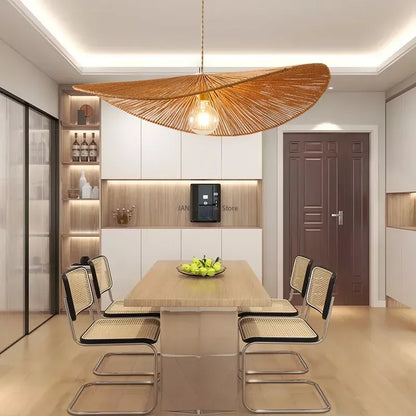 DecorBites™ Hemp Rope Straw Hat Pendant Lights LED Decorative Lighting for Living Room and Restaurant