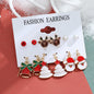 6 pairs/lot Christmas Earrings Xmas Tree Elk Snowman Santa Claus Cute Stud Earrings Set Kit Christmas Gifts For Women Girls Kids