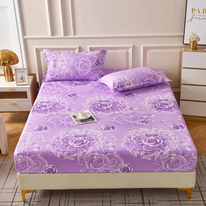 Decobites Floral Printed Fitted Bed Sheets for Single/Queen/King Mattress