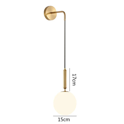 DecorBites™ Glass Ball Wall Lamp Brass/Black Sconce for Living Room Bedroom Reading