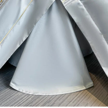 طقم سرير كينج كوين مطرز من ديكوربايتس™ مصنوع من القطن المصري بنسبة 100% مع غطاء لحاف