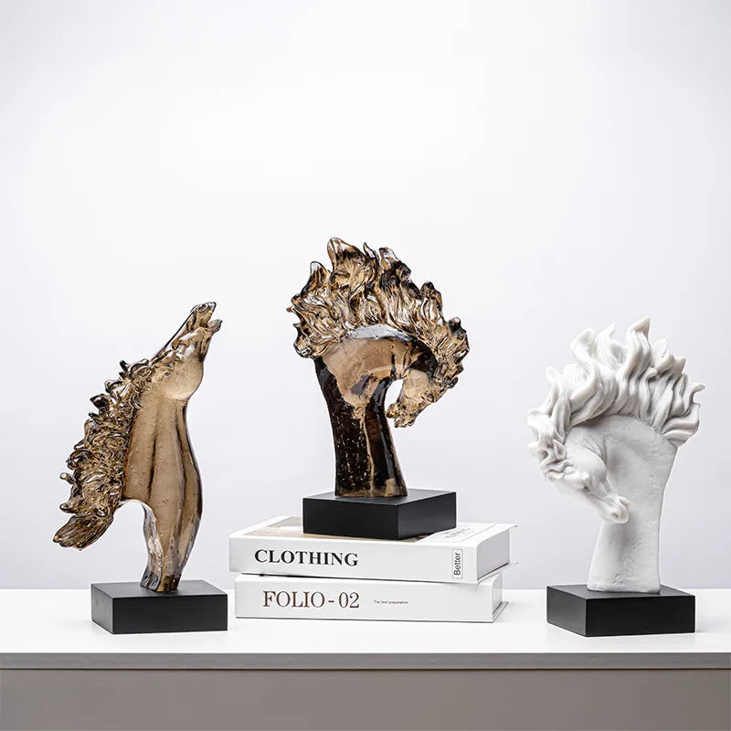 DecorBites™ Horse Head Statue Resin Figurine Home Decor Sculpture