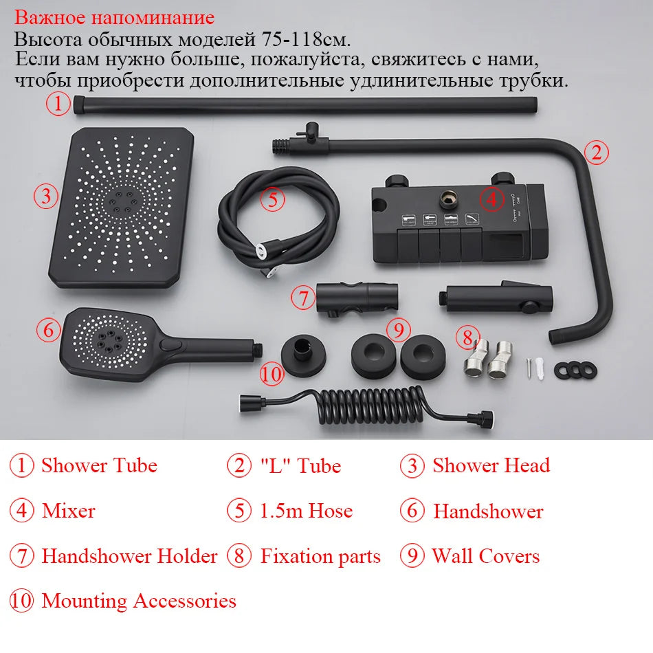 DecorBites™ Digital Rainfall Shower System Mixer Set 4-way Bathroom Faucets Kit