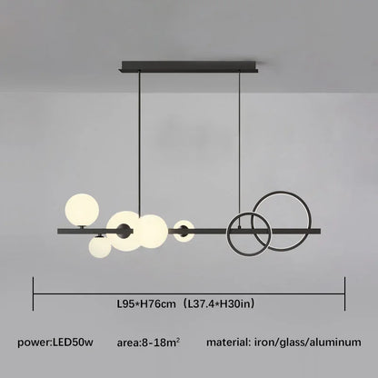 ثريا DecorBites™ الزجاجية المعلقة على شكل كرة: إضاءة LED إسكندنافية لطاولة طعام المطبخ