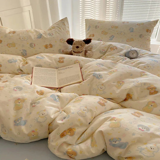 DecorBites™ Cartoon Printed Cotton Bedding Set - Soft, Skin-Friendly Duvet Cover