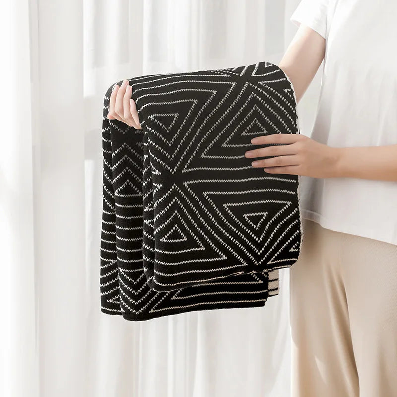 DecorBites™ Knitted Triangular Pattern Thin Blanket for Cozy Versatile Living Room Cover