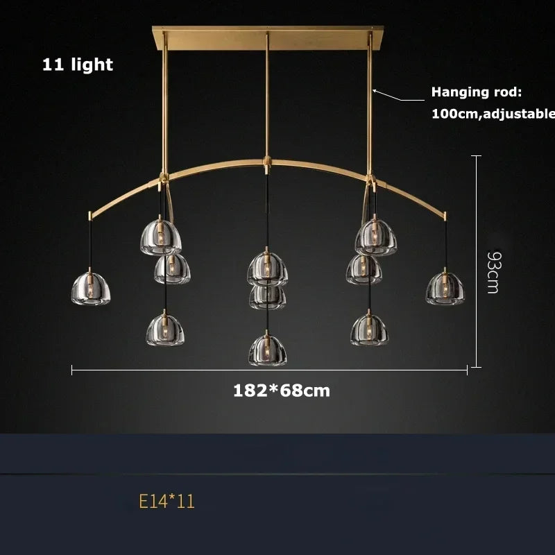 DecorBites™ Black Brass Retro Crystal Copper LED Ceiling Pendant for Home Lighting