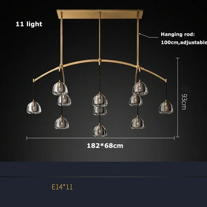 DecorBites™ Black Brass Retro Crystal Copper LED Ceiling Pendant for Home Lighting