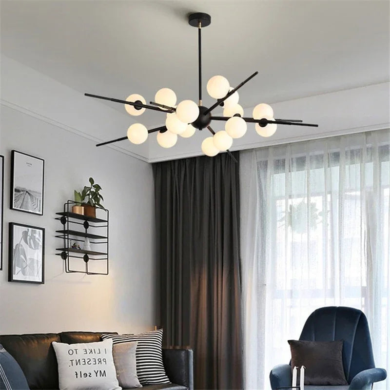 DecorBites™ LED Glass Ball Pendant Light: Modern Nordic Chandelier for Living Room, Dining Room, and Cafe