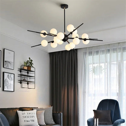 DecorBites™ LED Glass Ball Pendant Light: Modern Nordic Chandelier for Living Room, Dining Room, and Cafe