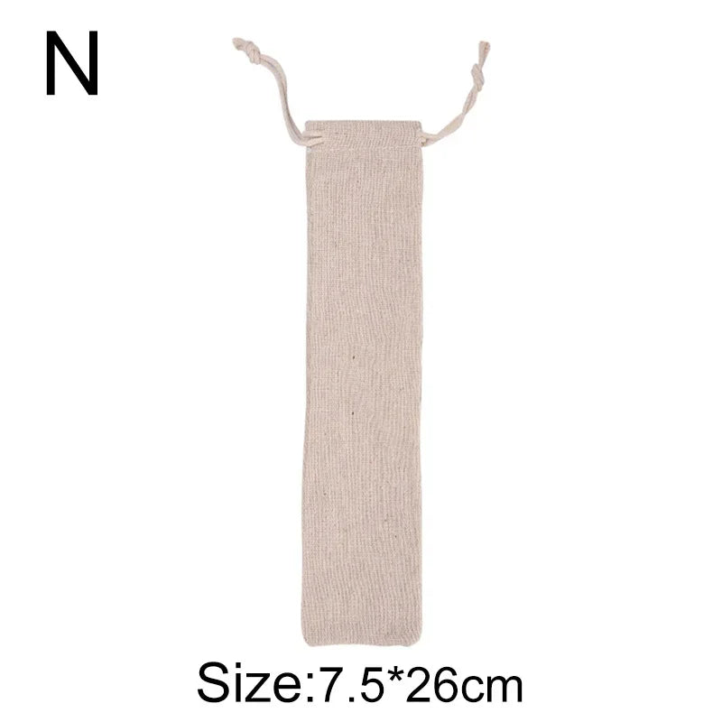 حقيبة أدوات مائدة DecorBites™ مصنوعة من القطن والكتان وحقيبة برباط للسفر وتناول الطعام في المنزل