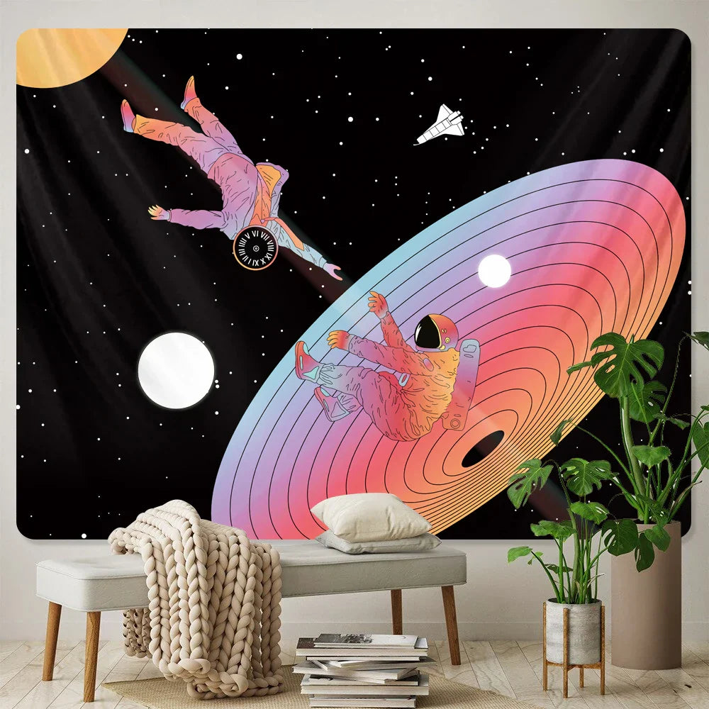 Decobites Psychedelic Space Astronaut Wall Tapestry - Hippie Boho Bedroom Decor