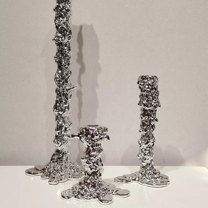 DecorBites™ Golden Candlestick Holder Resin Plated Wedding Centerpiece