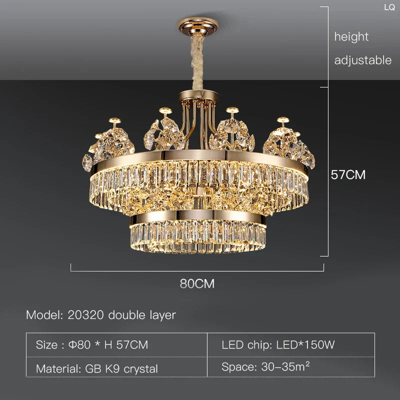 DecorBites™ Crystal Chandelier: Postmodern Light Luxury Double-Layer Pendant for Home Living Room