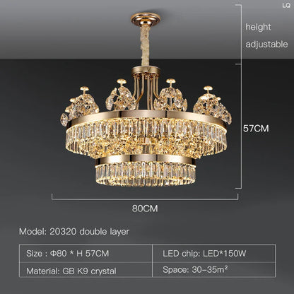 DecorBites™ Crystal Chandelier: Postmodern Light Luxury Double-Layer Pendant for Home Living Room