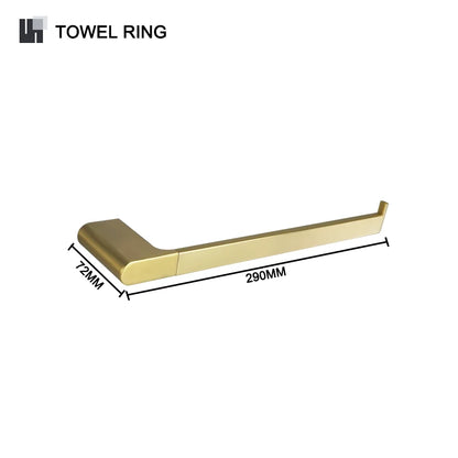 DecorBites™ Gold Bathroom Accessories Set: Towel Bar Rail, Toilet Paper Holder, Towel Rack, Hook