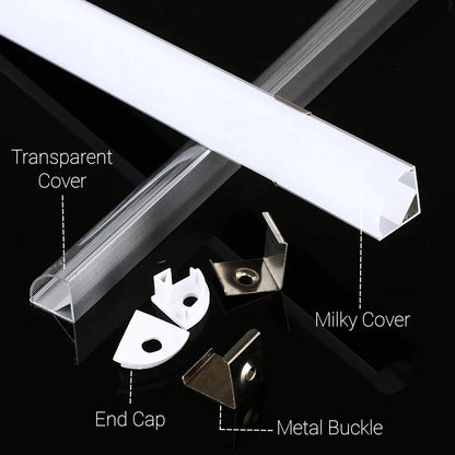 DecorBites™ LED Aluminum Profiles Corner Channel with Transparent/Milky Diffuser for Strip Lights