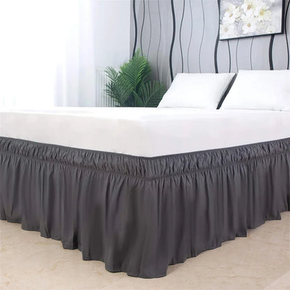 DecorBites™ Elastic Bed Skirt - Soft Wrap Around Ruffles - Fade Resistant Solid Color