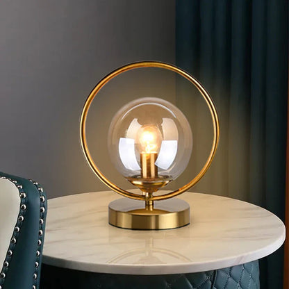 DecorBites™ LED Glass Ball Brass Ring Table Lamp for Stylish Living and Bedroom Lighting