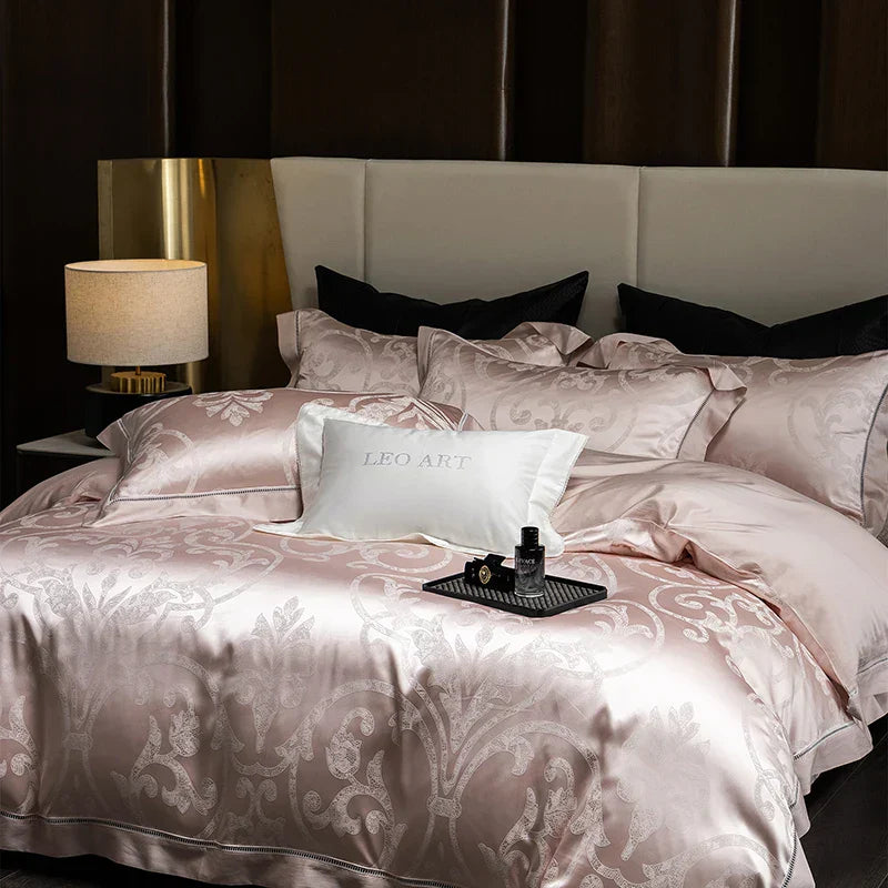 Decobites Silky Satin Jacquard Egyptian Cotton Luxury Duvet Bedding Set