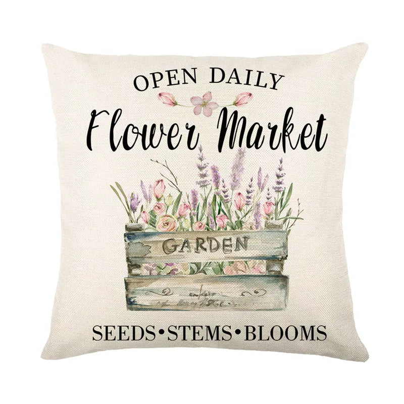 DecorBites™ Lavender Flower Linen Pillowcase for Sofa Car, Living Room Decor, Throw Pillow Case