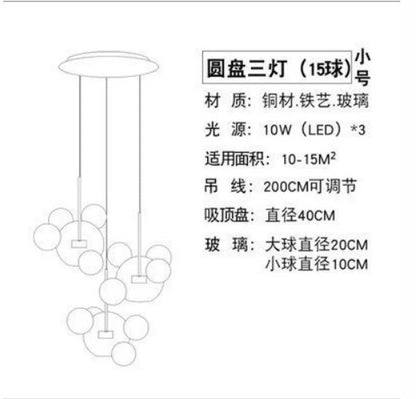 DecorBites™ Glass Chandelier: Nordic-Italian LED Pendant Light for Living & Dining Room