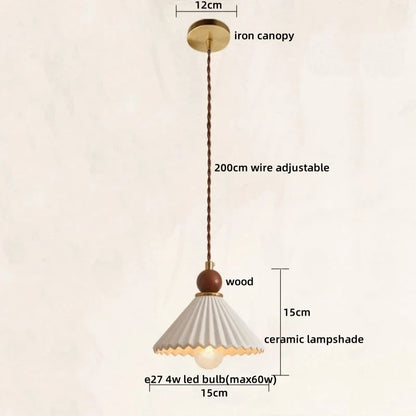 DecorBites™ Ceramic Wood LED Pendant Lamp for Home Decor, Hanging Light Fixture