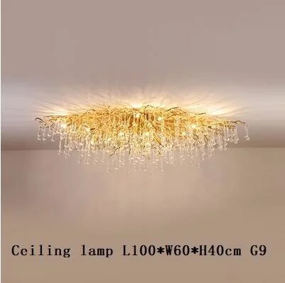 DecorBites™ Crystal LED Chandelier: Modern Light Luxury Water Drop Design for Home Decor