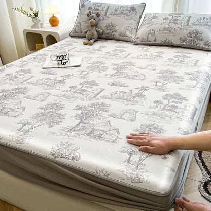 مرتبة DecorBites™ المبردة من الحرير الجليدي - 3 قطع، عالية الجودة، نمط بسيط، مضادة للتجاعيد.