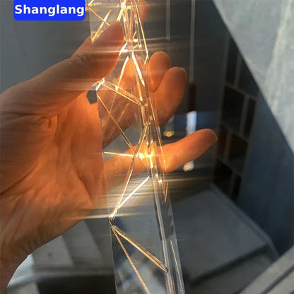 DecorBites™ Crystal Chrome LED Chandelier: Luxury Duplex Stair Loft Pendant Light for Living Room