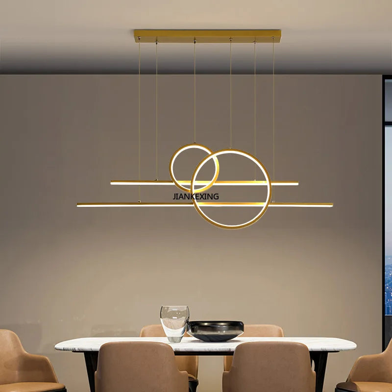 Lámpara de araña LED regulable en negro y dorado Decorbites™ para iluminación de comedor, cocina y bar