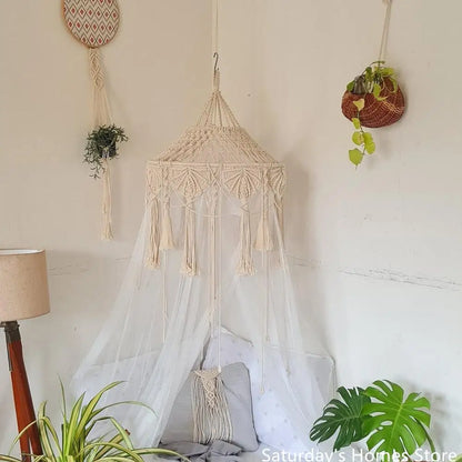 Macrame Lampshade Tapestry Bed Curtain Wall Hanging by Decobites